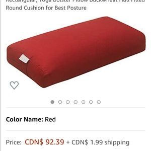 NEW BUCKWHEAT Red Meditation Bolster Back Pillow